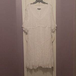 White plus size sheer dress